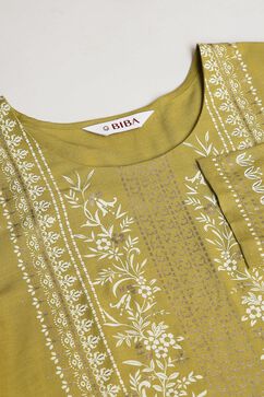 Green Rayon Straight Kurta Palazzo Suit Set image number 1