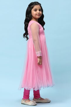 Pink Nylon Anarkali Suit Set image number 8