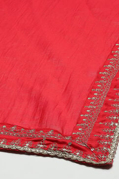 Red Cotton Silk Kalidar Kurta Palazzo Suit Set image number 2
