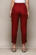 Maroon Viscose Slim Solid Pants image number 4