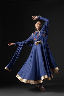Rohit Bal Blue Cotton Silk Embroidered Suit Set image number 0