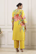 Yellow Cotton Floral Printed Straight Kurta Set image number 3