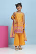 Orange Cotton Printed Straight Suit Set image number 6
