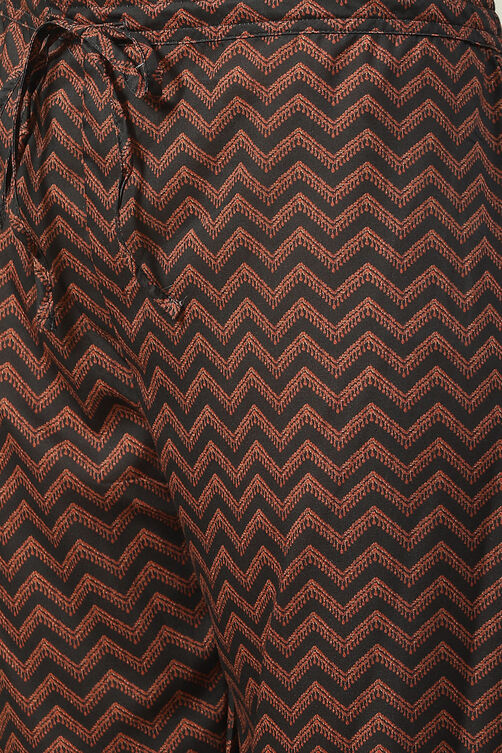 Black Art Silk Kaftan Kurta Palazzo Suit Set image number 2