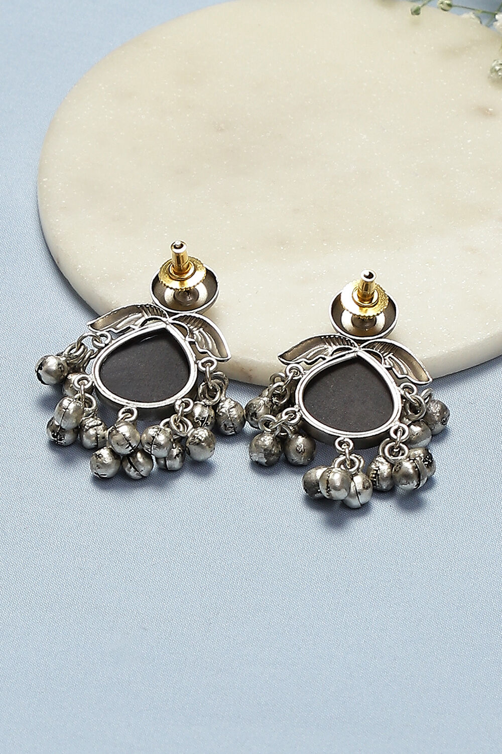 Dark Grey Brass Earrings image number 2