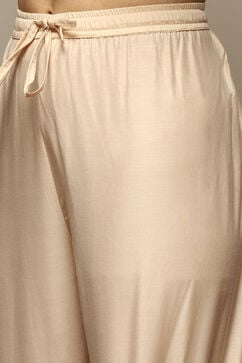 Beige Cotton Blend Straight Yarndyed Kurta Suit Set image number 2