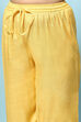 Yellow Nylon Gathered Embroidery Kurta Palazzo Suit Set image number 2