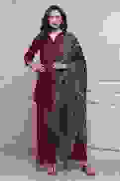 Navy Polyester Printed Dupatta image number 1