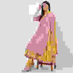 Pink Cotton A-Line Kurta Churidar Suit Set image number 0