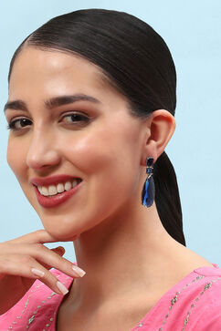 Navy Brass Earrings image number 1