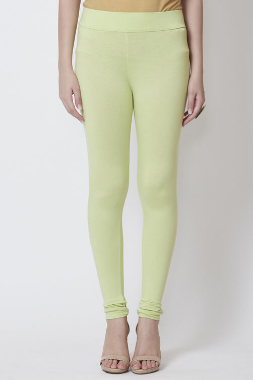 Moss Green Viscose Lycra Solid Leggings image number 3