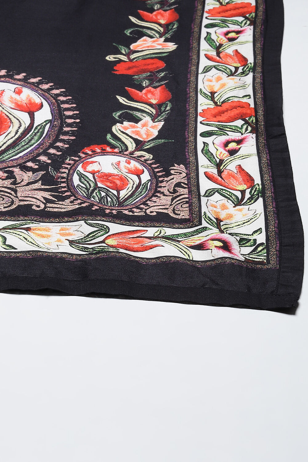 Rohit Bal Black Cotton Silk Anarkali Printed Suit Set image number 2