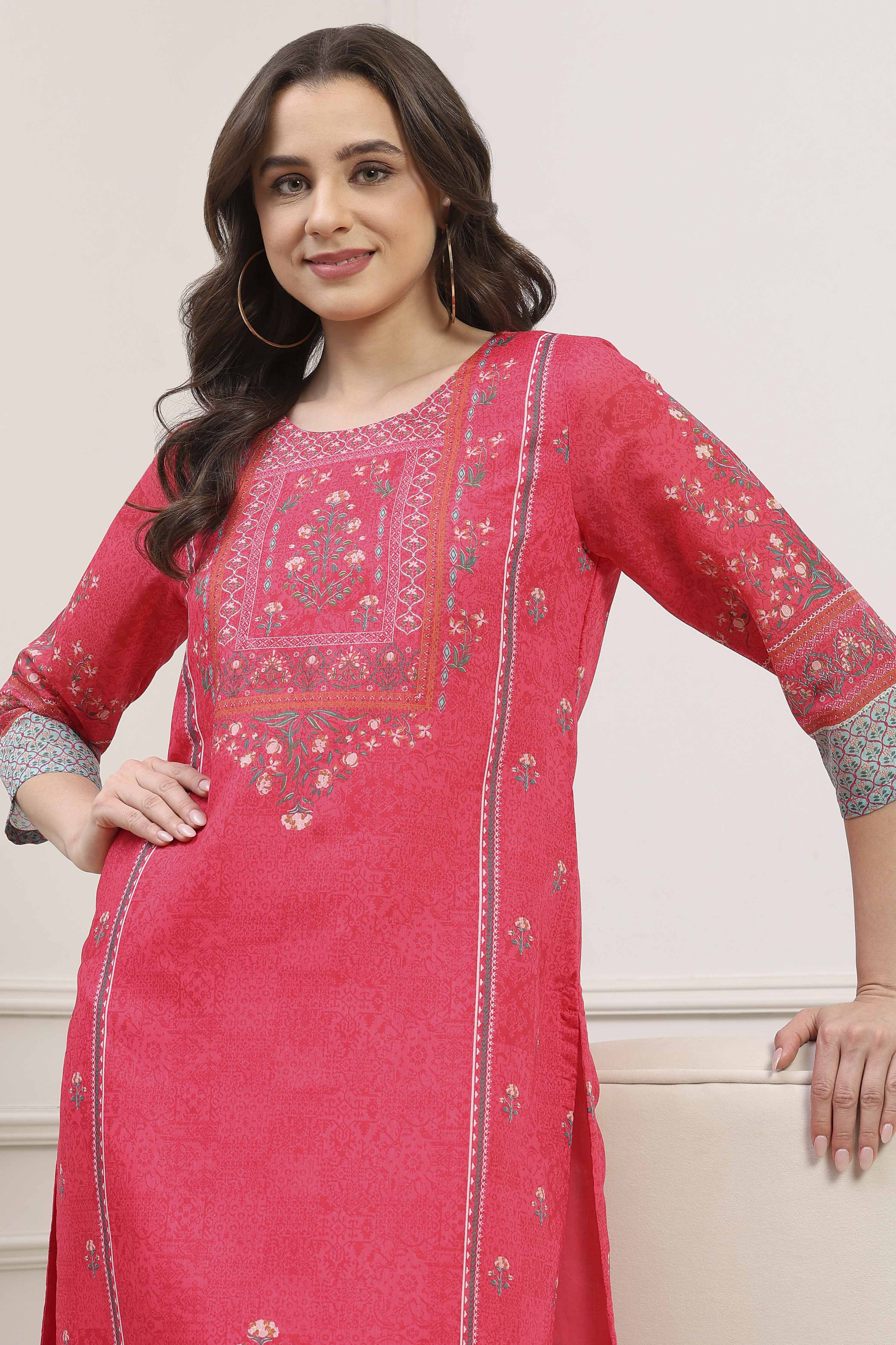 Dark Green A-Line Cotton Kurta image number 5