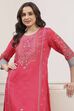 Dark Green A-Line Cotton Kurta image number 5