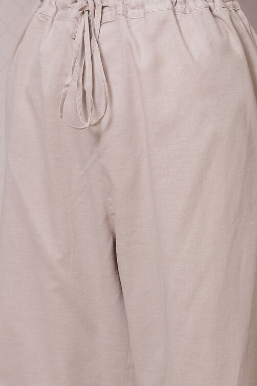 Off White Cotton Straight Kurta Palazzo Suit Set image number 7