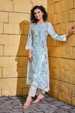 Blue Viscose Straight Kurta image number 2