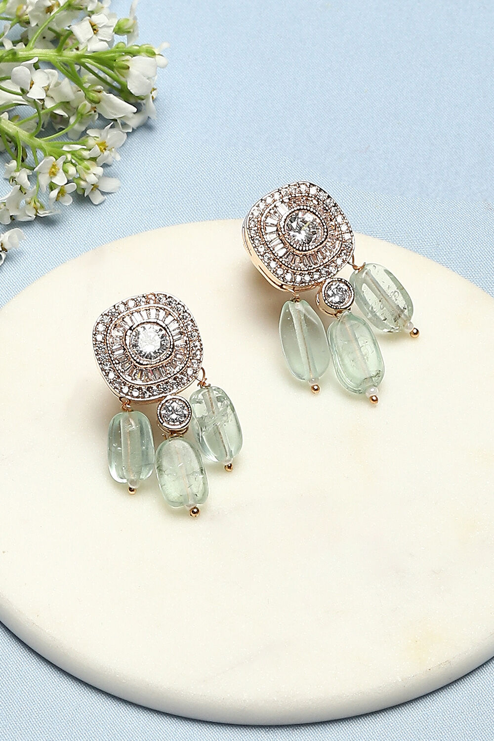 Mint Green Brass Earrings