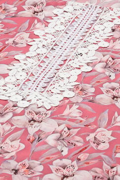 Pink Cotton Blend Digital Print Unstitched Suit Set image number 2