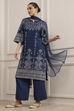 Blue Printed Straight Suit Set image number 0
