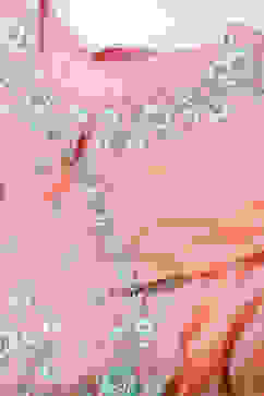 Peach Art Silk A-Line Kurta Regular Pant Suit Set image number 1