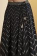 Black Polyester Kalidar Lehenga Set image number 2