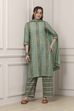 Sage Green Printed Cotton Straight Suit Set