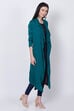 Teal Acrylic And Wool Front Open Solid Shrug image number 2