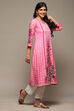 Pink LIVA Straight Printed Kurta image number 3