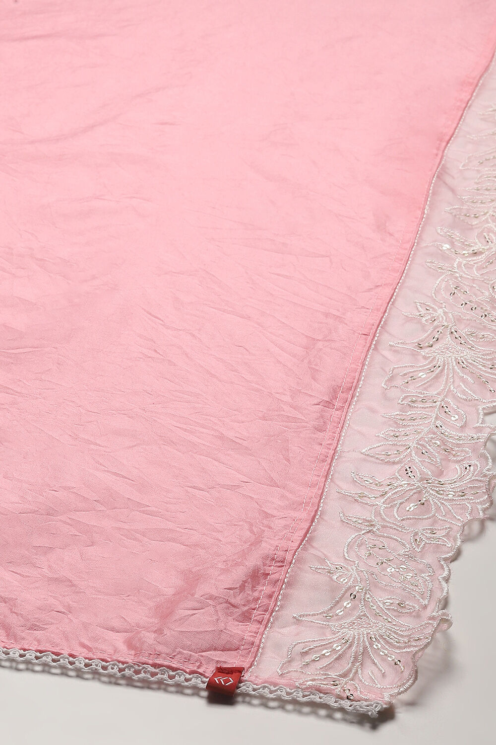 Baby Pink Muslin Unstitched Suit set image number 4