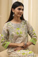 Green Cotton Printed Straight Kurta image number 1