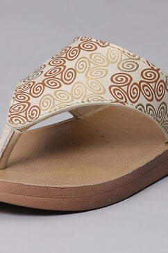 Beige Pu Leather Flats image number 1