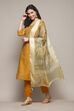 Mustard Chanderi Printed Unstitched Suit Set image number 1