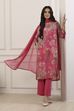 Pink Cotton Blend Straight Suit Set image number 0
