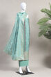 Pink Cotton Printed Embroidered Unstitched Suit Set image number 4