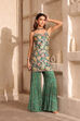 Green Viscose Chinon Printed Straight Suit Set image number 1