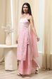 Pink Cotton Floral Strappy Straight Suit Set image number 3