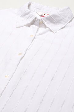 White Cotton Embroidered Shirt image number 1