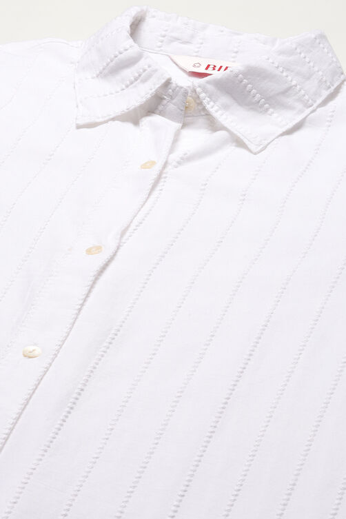 White Cotton Embroidered Shirt image number 1