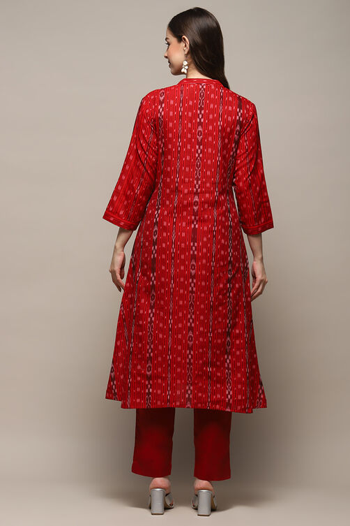 Orange Cotton Unstitched Suit set image number 6