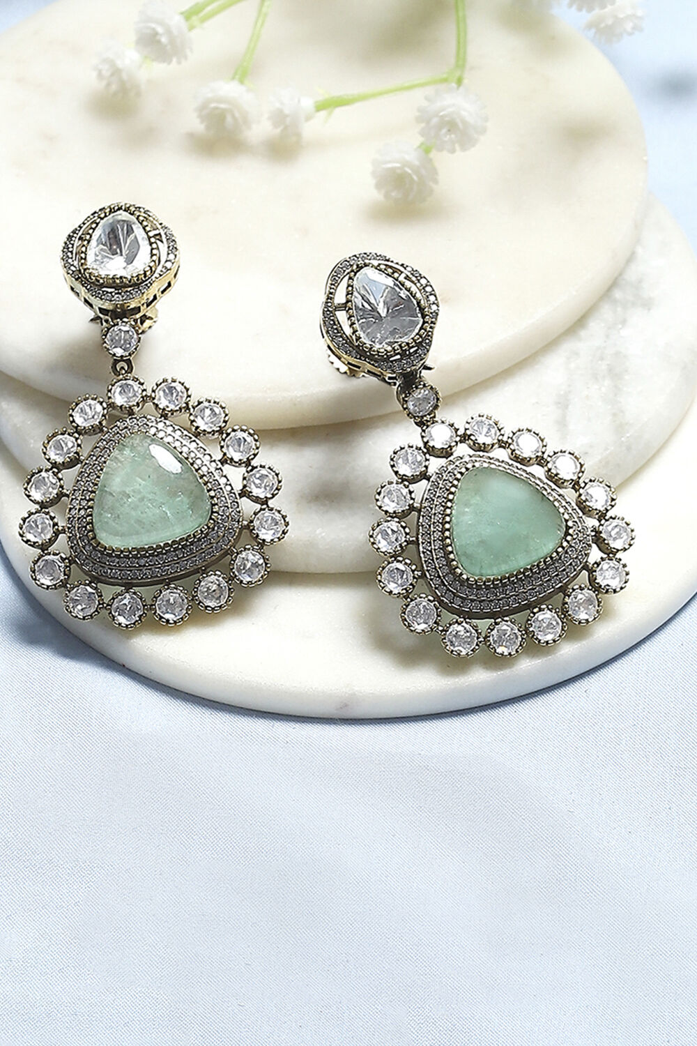 Mint Green Brass Drop & Danglers image number 0