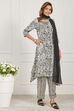 Blue & White Rayon Floral Printed Straight Kurta Set image number 5