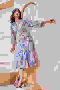 Powder Blue Cotton Tiered Dress image number 4