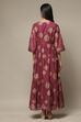 Purple Cotton Blend Tiered Printed Dress image number 2