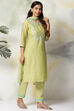 Peach Cotton Blend A-Line Kurta Pants Suit Set image number 6