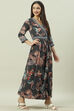 Black LIVA Flared Printed Dress image number 2