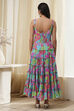 Turquoise Cotton Floral Printed Tiered Dress image number 5