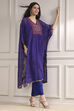 Purple Viscose Straight Printed Fusion Set