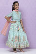 Turquoise Poly Cotton Girls Lehenga Set