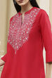 Raspberry Embroidered Straight Short Kurta image number 1