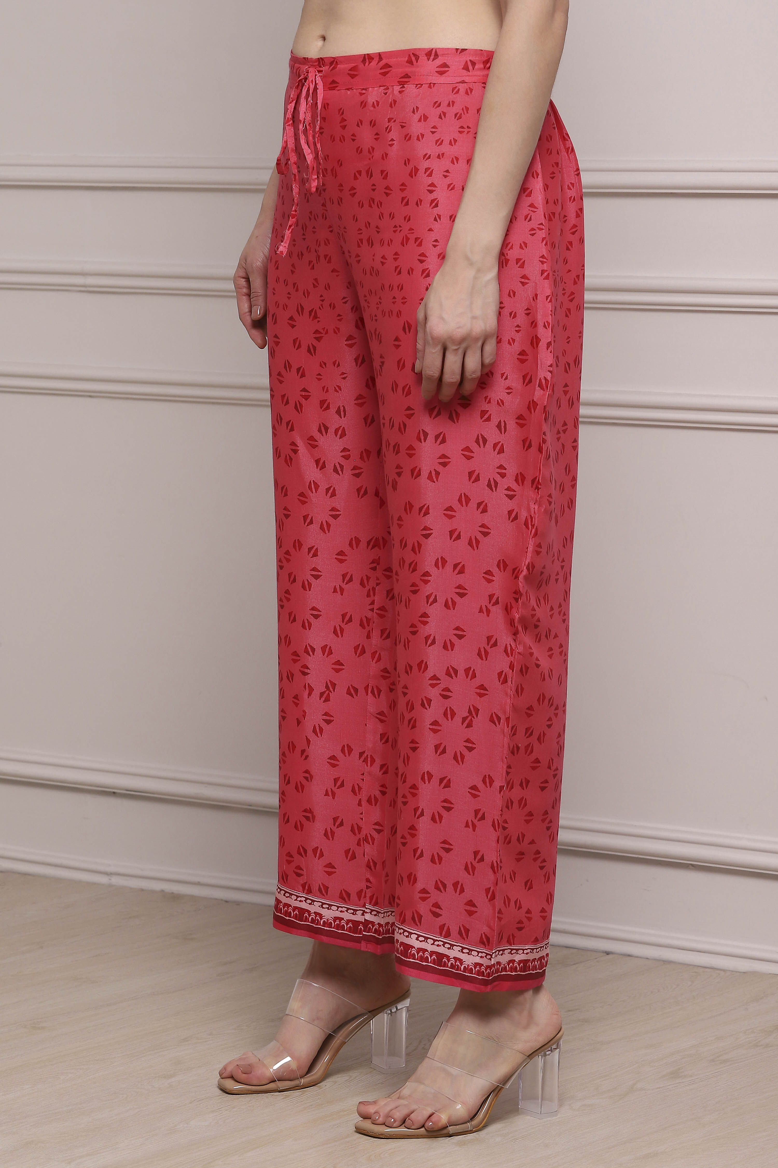 Red LIVA Relaxed Palazzo image number 2